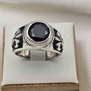 Sterling Silver 925 Vintage Black Onyx Solitare Ring
